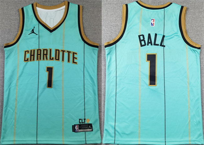 Youth Charlotte Hornets #1 LaMelo Ball Teal 2024/25 City Edition Stitched Basketball Jersey